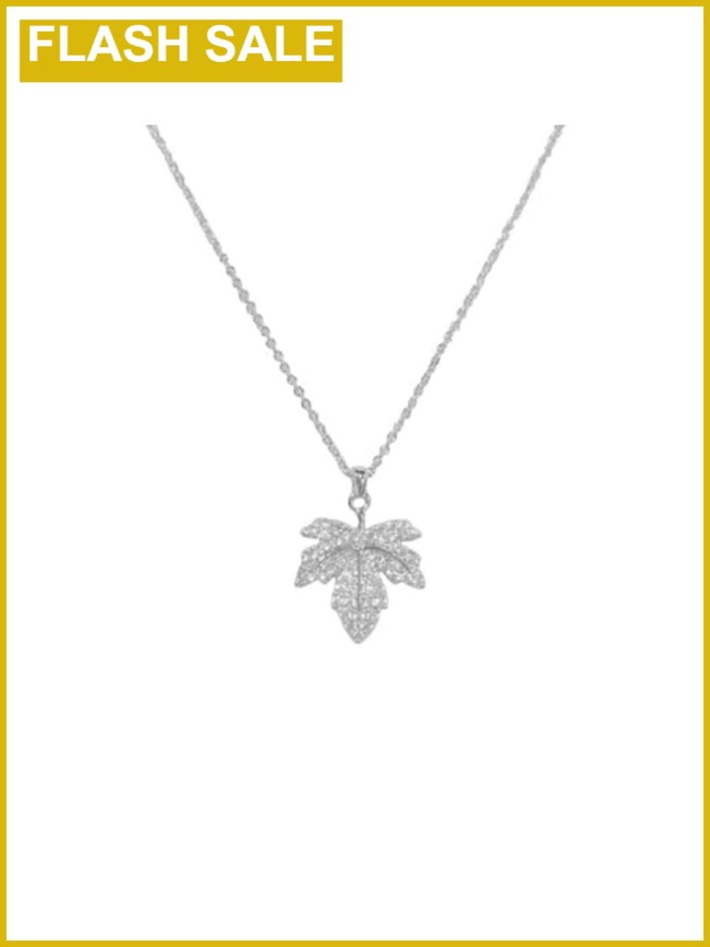 Maple Leaf Pendant Necklace Cubic Zirconia Crystal Fall Wedding Jewelry